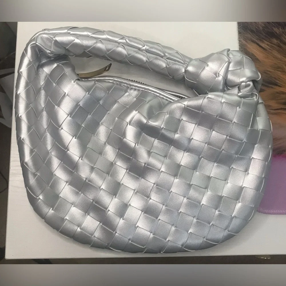 Silver Woven Handbag NWOT